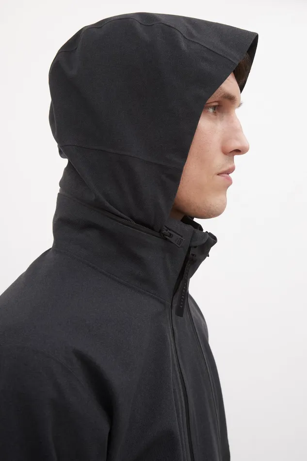 Men Textured Twill GoreTex 3L Stand Collar Jacket Charcoal Grey Norse Projects Outerwear