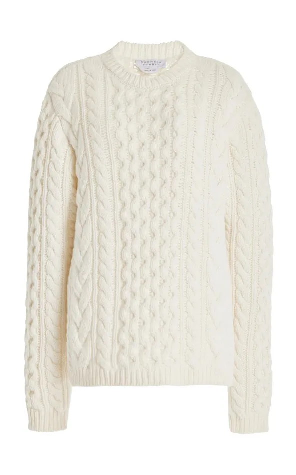 Men Tops Gabriela Hearst Geoffrey Knit Sweater In Ivory Cashmere