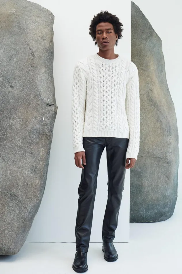 Men Tops Gabriela Hearst Geoffrey Knit Sweater In Ivory Cashmere
