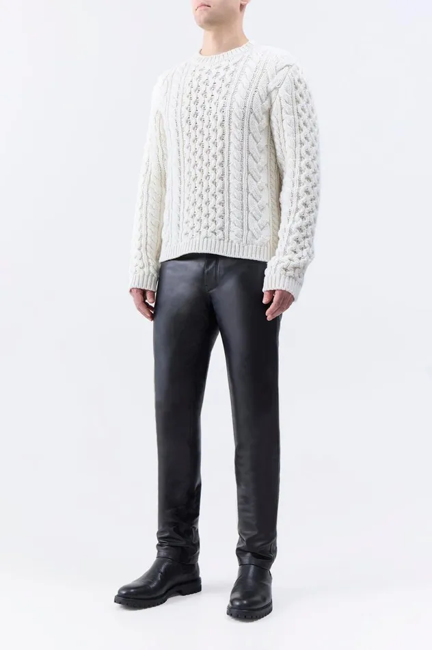 Men Tops Gabriela Hearst Geoffrey Knit Sweater In Ivory Cashmere