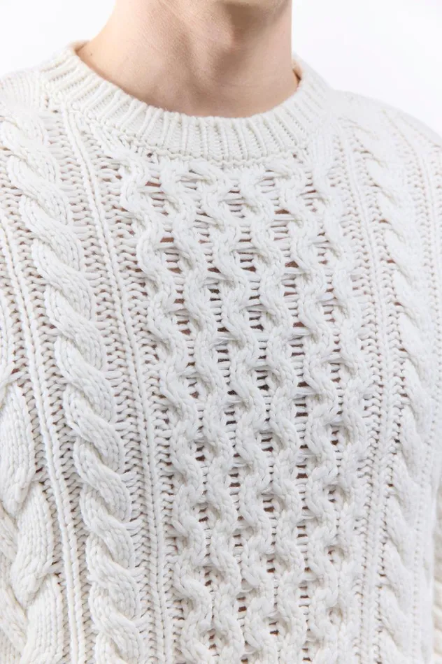 Men Tops Gabriela Hearst Geoffrey Knit Sweater In Ivory Cashmere