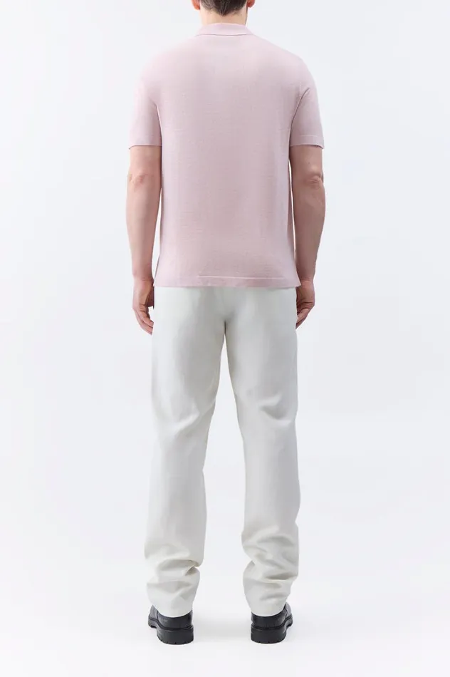 Men Tops Gabriela Hearst Stendhal Knit Short Sleeve Polo In Blush Cashmere