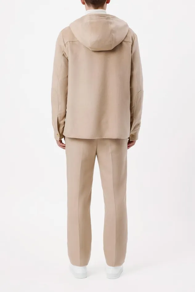 Men Tops Gabriela Hearst Swift Hoodie Shirt In Camel Winter Silk