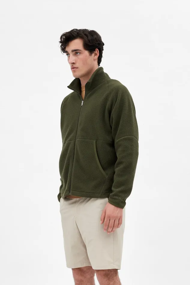Men Tycho Fleece Full Zip Jacket Ivy Green Norse Projects Outerwear