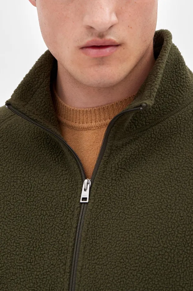 Men Tycho Fleece Full Zip Jacket Ivy Green Norse Projects Outerwear