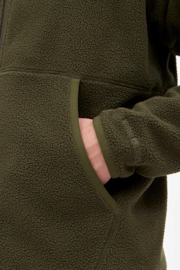 Men Tycho Fleece Full Zip Jacket Ivy Green Norse Projects Outerwear
