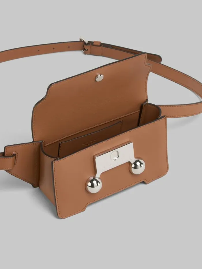 MenWomen Marni Belt Bags Brown Leather Trunkaroo Crossbody Bag