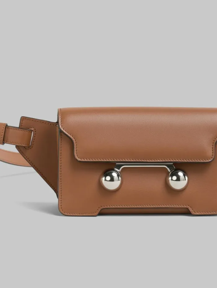 MenWomen Marni Belt Bags Brown Leather Trunkaroo Crossbody Bag
