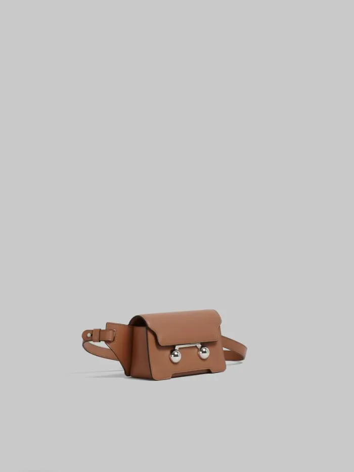 MenWomen Marni Belt Bags Brown Leather Trunkaroo Crossbody Bag