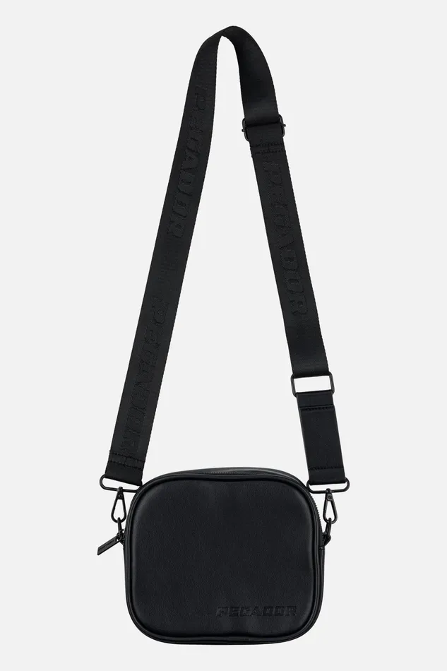 MenWomen Pegador Bags Skibo Logo Faux Leather Shoulder Strap Bag Black