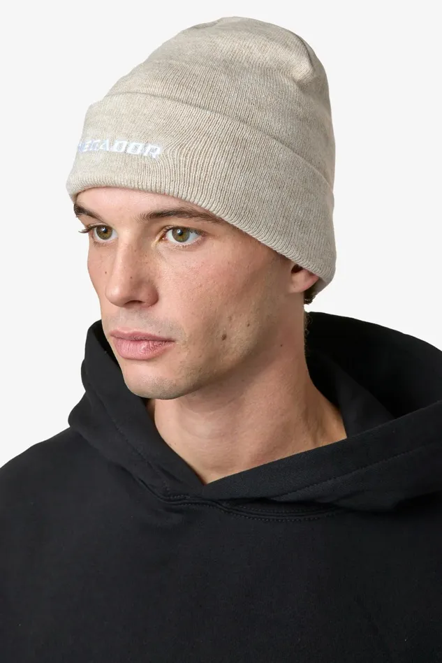 MenWomen Pegador Beanies Logo Beanie Kingdom Beige White MenWomen Pegador Beanies Logo Beanie Kingdom Beige White