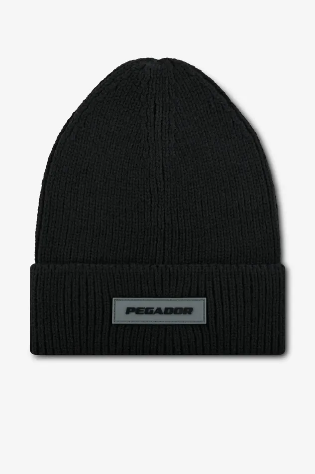 MenWomen Pegador Beanies Logo Rubber Beanie Heavy Knit Black Black