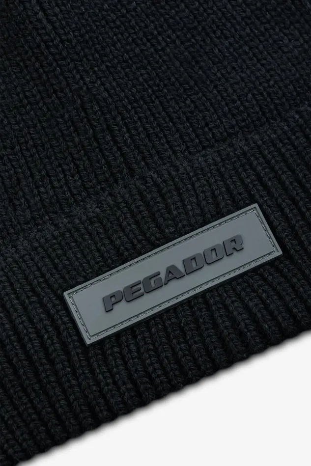 MenWomen Pegador Beanies Logo Rubber Beanie Heavy Knit Black Black