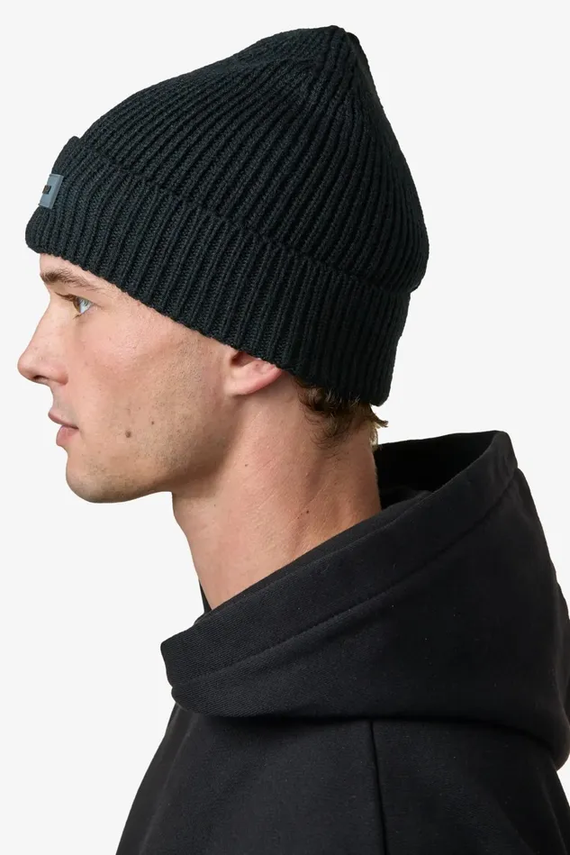 MenWomen Pegador Beanies Logo Rubber Beanie Heavy Knit Black Black