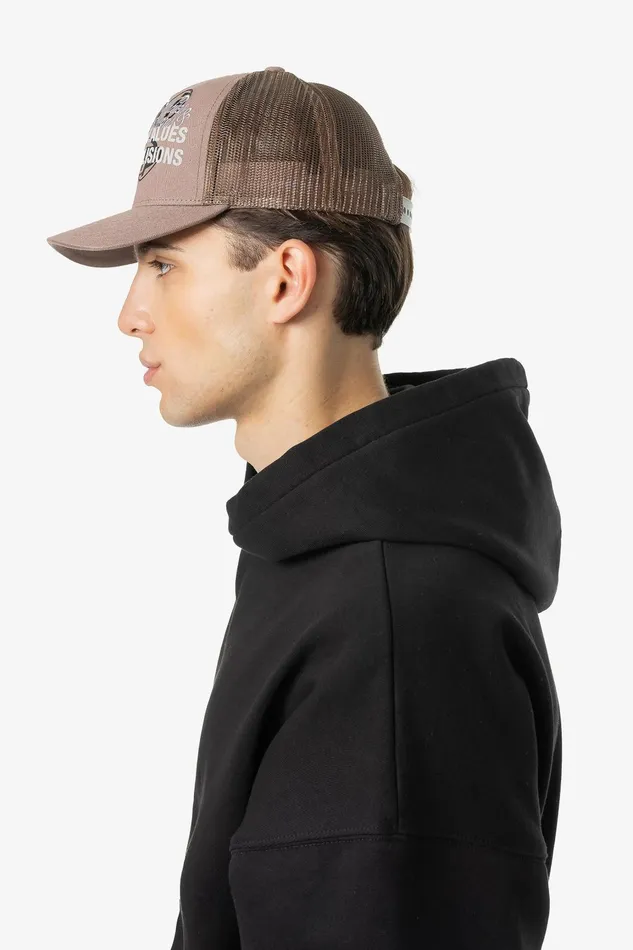 MenWomen Pegador Caps and Hats Zundal Trucker Cap Dust Brown Black