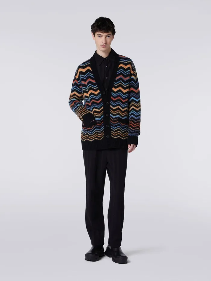Men Wool Blend Chevron Cardigan Multicoloured Missoni Knitwear Men Wool Blend Chevron Cardigan Multicoloured Missoni Knitwear
