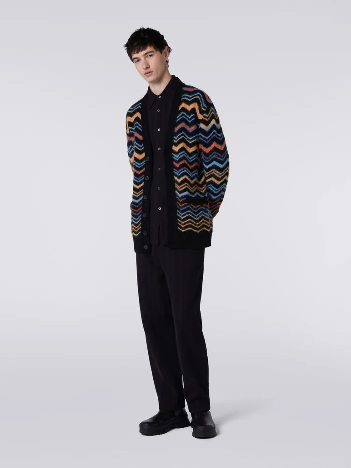 Men Wool Blend Chevron Cardigan Multicoloured Missoni Knitwear Men Wool Blend Chevron Cardigan Multicoloured Missoni Knitwear