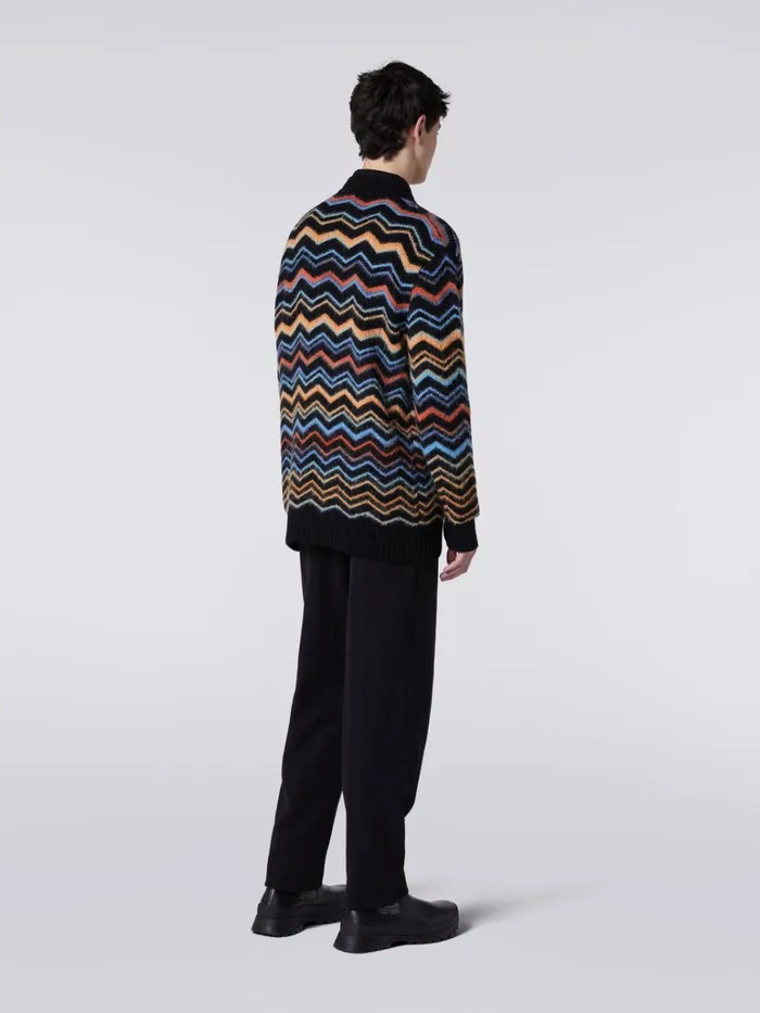 Men Wool Blend Chevron Cardigan Multicoloured Missoni Knitwear Men Wool Blend Chevron Cardigan Multicoloured Missoni Knitwear