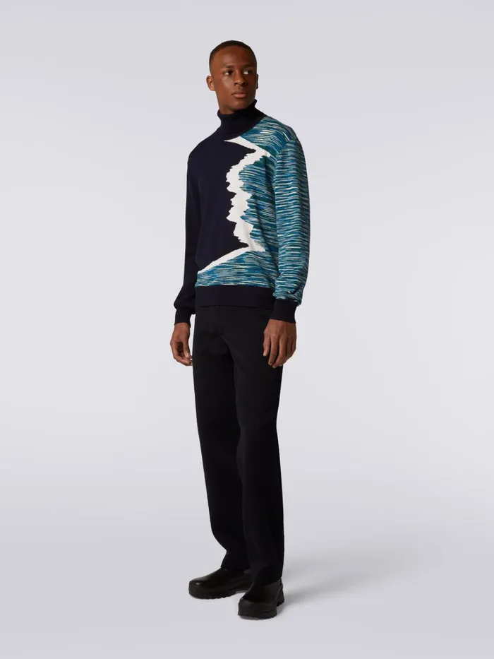 Men Wool HighNeck Jumper With Inlay Details Multicoloured Missoni Knitwear Men Wool HighNeck Jumper With Inlay Details Multicoloured Missoni Knitwear