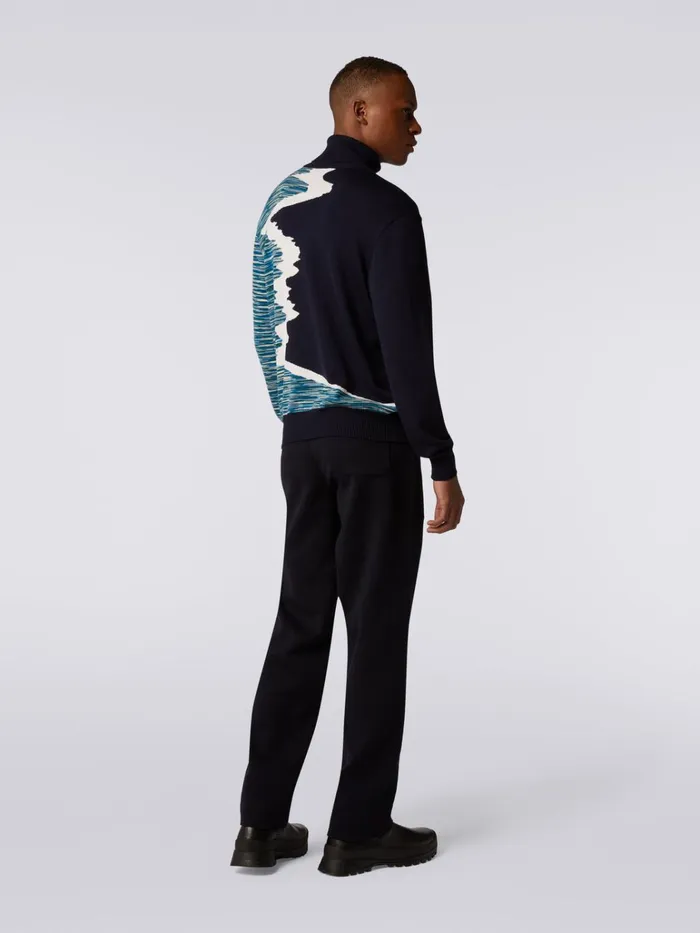 Men Wool HighNeck Jumper With Inlay Details Multicoloured Missoni Knitwear Men Wool HighNeck Jumper With Inlay Details Multicoloured Missoni Knitwear