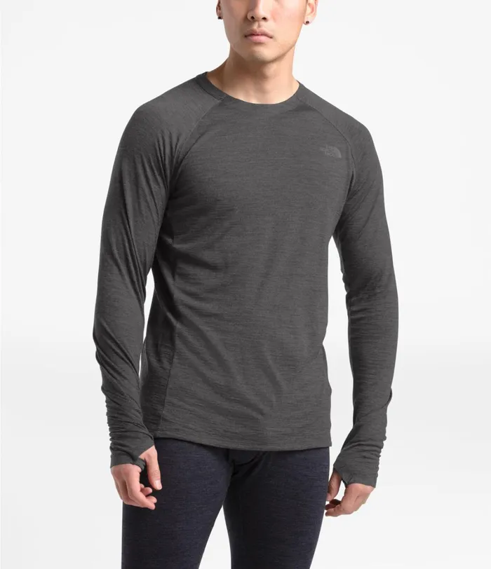 Mens The North Face Baselayers UltraWarm Wool Crew Tnf Dark Grey Heather