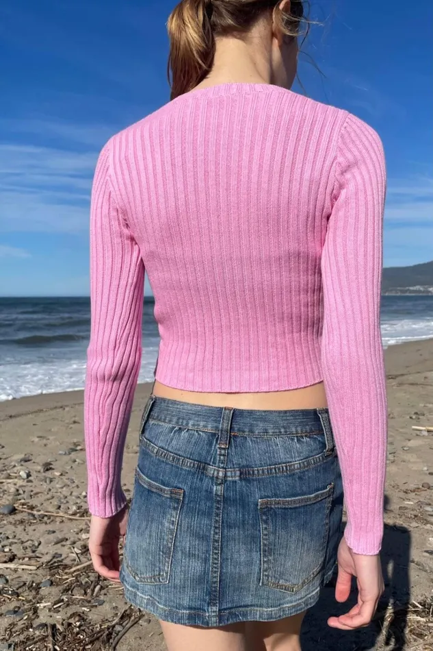 Milena Cotton Sweater Bubblegum Pink Women Brandy Melville Sweaters
