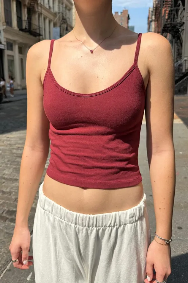 Mirabelle Cropped Tank Burgundy Women Brandy Melville Tops