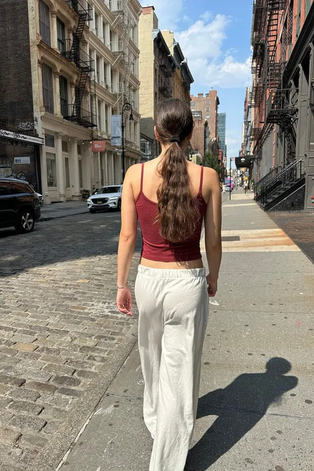 Mirabelle Cropped Tank Burgundy Women Brandy Melville Tops