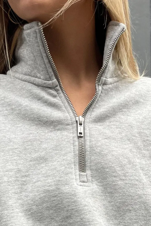Missy Sweatshirt Heather Grey Women Brandy Melville Sweatpants and Sweatshirts
