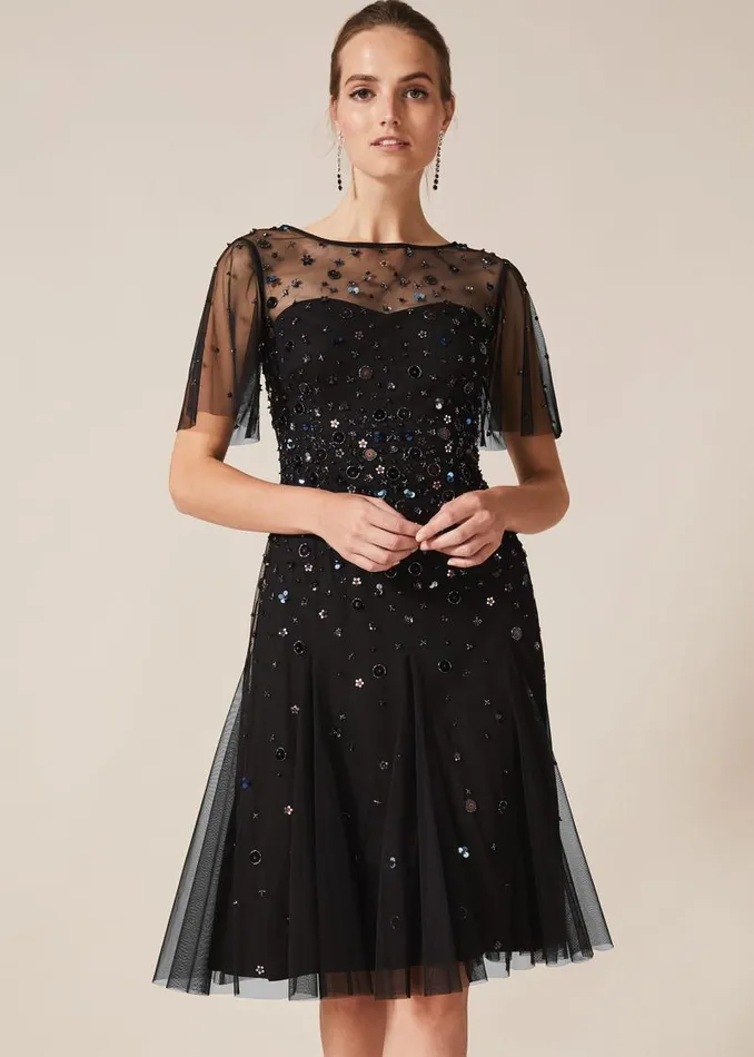 Molly Short Sequin Dress Blackmulti Women Phase Eight Dresses