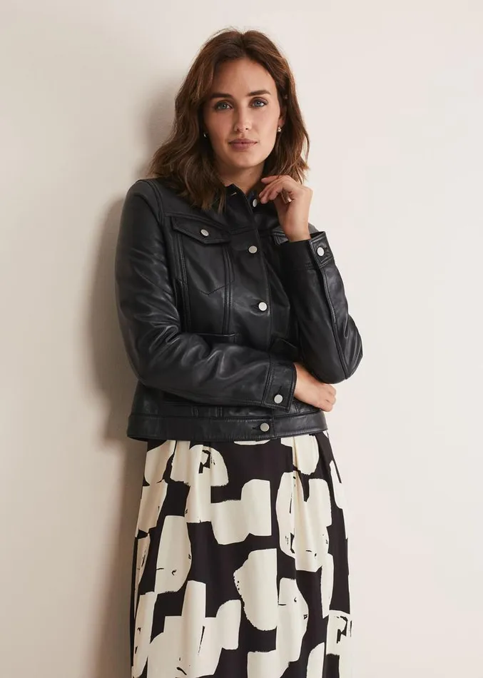 Myrtle Leather Jacket Black Women Phase Eight Jackets