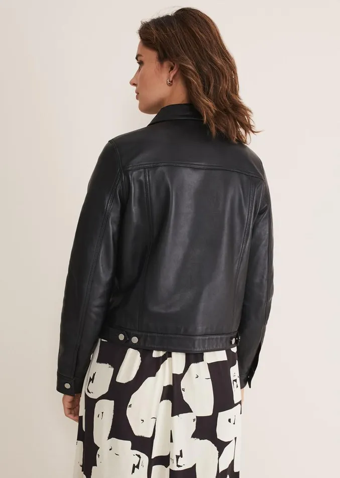Myrtle Leather Jacket Black Women Phase Eight Jackets