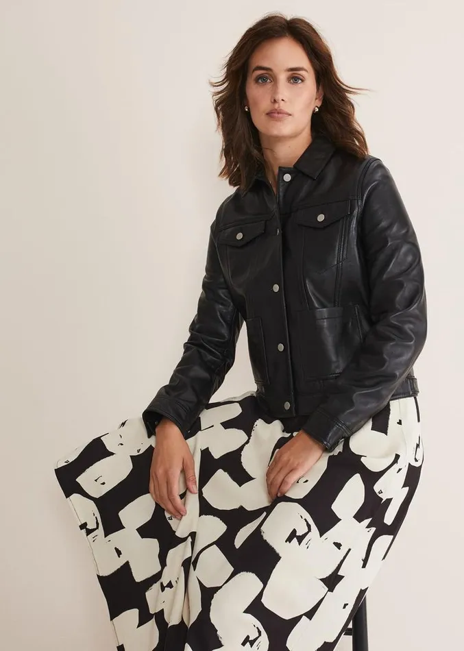 Myrtle Leather Jacket Black Women Phase Eight Jackets