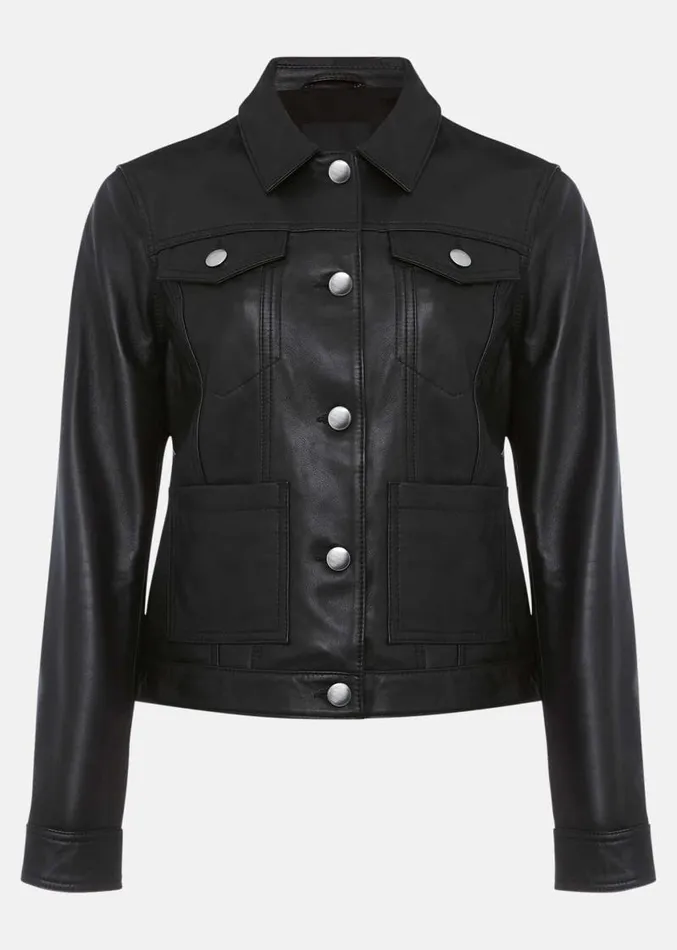 Myrtle Leather Jacket Black Women Phase Eight Jackets