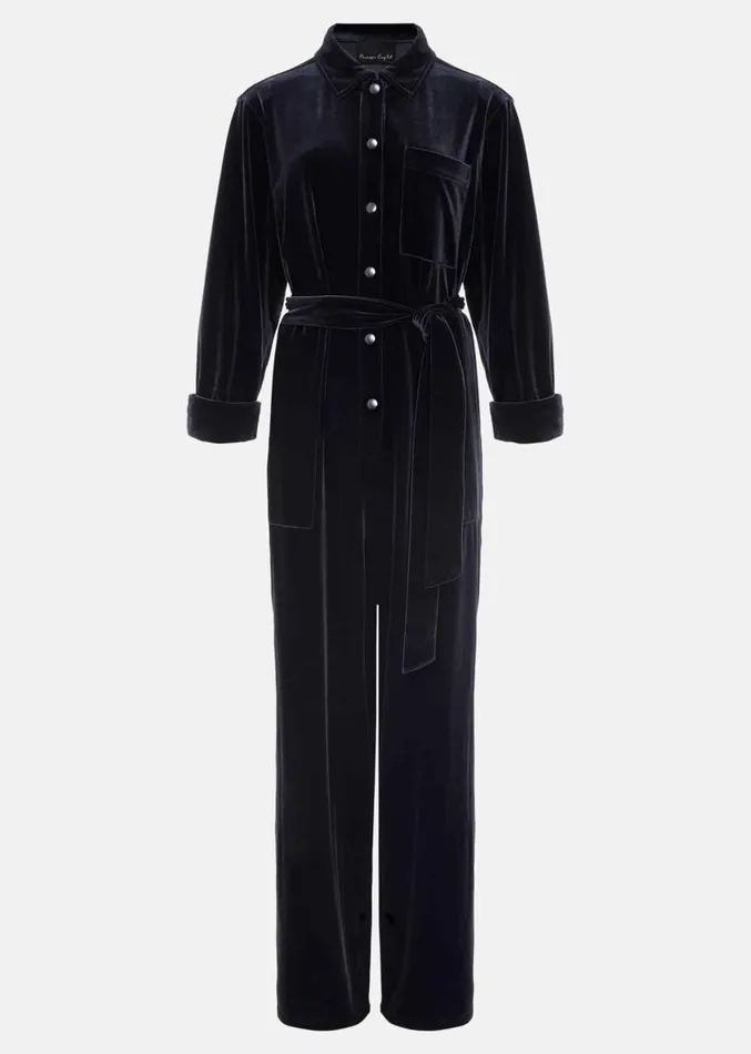Nala Velvet Jumpsuit Charcoal Women Phase Eight Dresses
