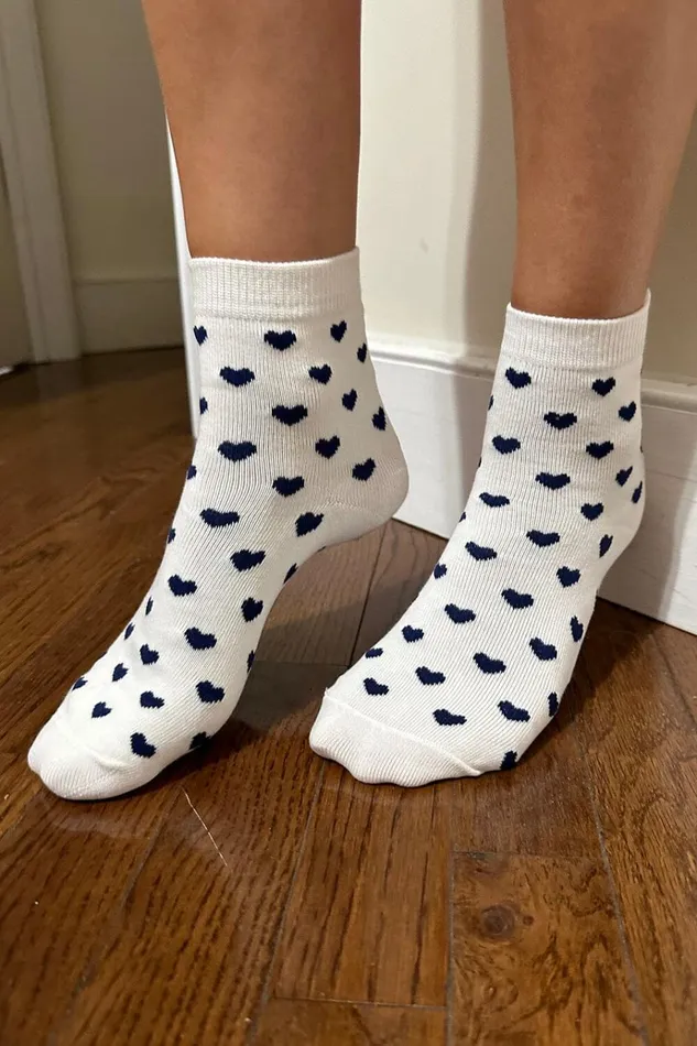 Navy Heart Socks Navy Hearts Women Brandy Melville Socks