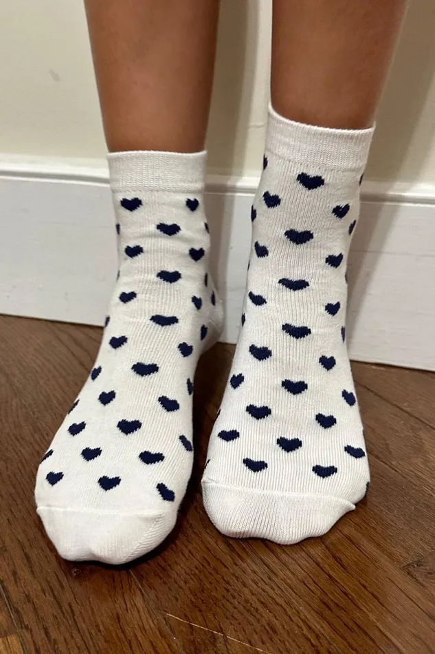 Navy Heart Socks Navy Hearts Women Brandy Melville Socks
