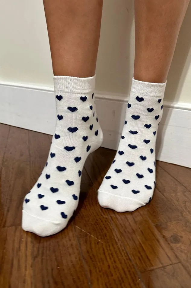 Navy Heart Socks Navy Hearts Women Brandy Melville Socks