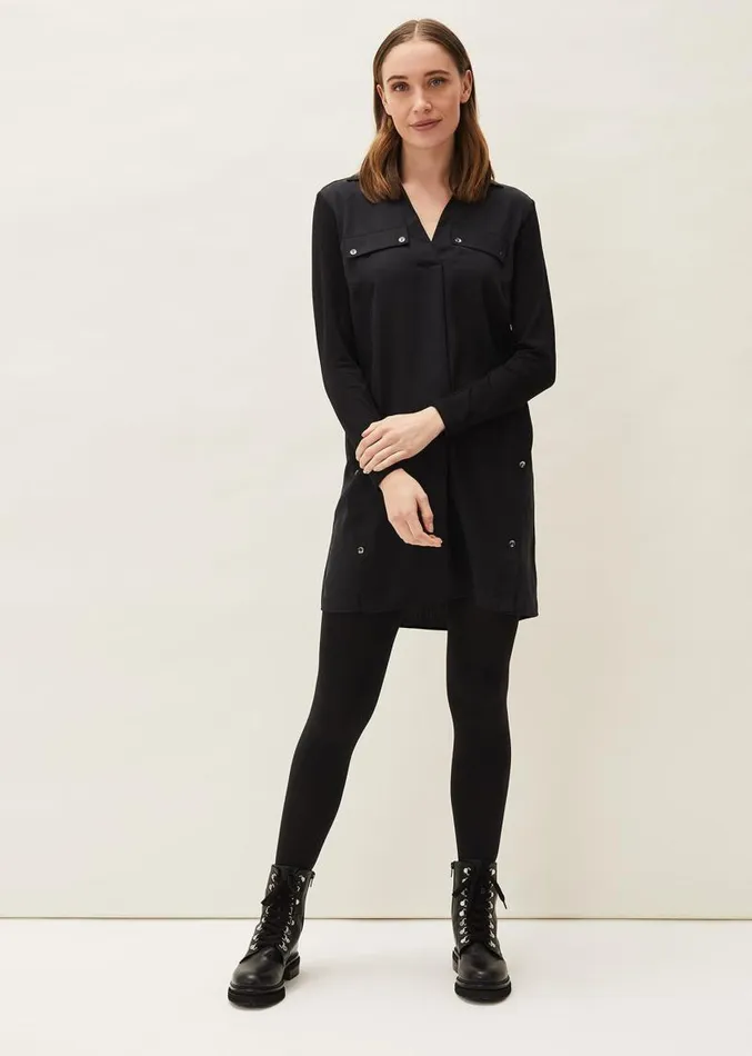 Neave Button Tunic Black Women Phase Eight Shirts and Blouses