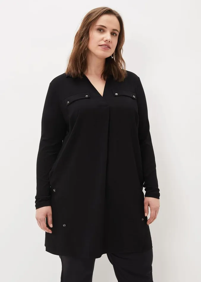 Neave Button Tunic Black Women Phase Eight Shirts and Blouses