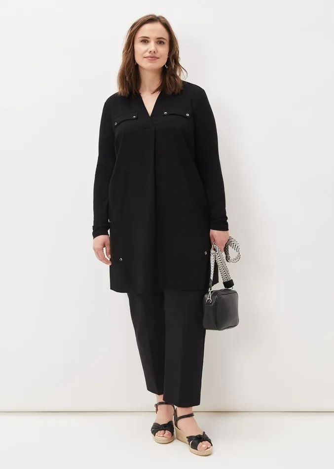 Neave Button Tunic Black Women Phase Eight Shirts and Blouses