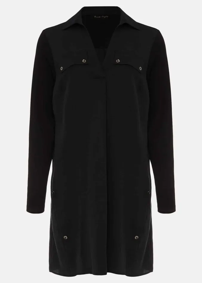 Neave Button Tunic Black Women Phase Eight Shirts and Blouses