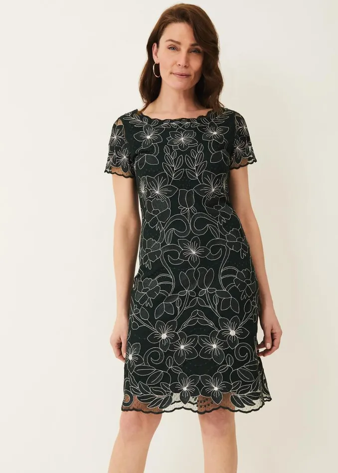 Nessa Embroidered Dress Pinepearl Women Phase Eight Dresses