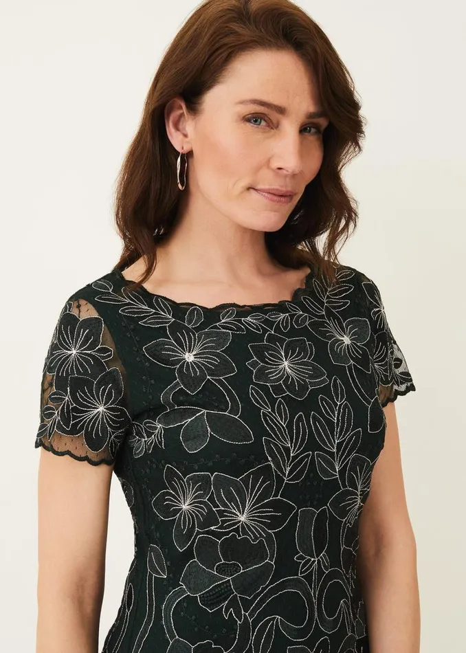 Nessa Embroidered Dress Pinepearl Women Phase Eight Dresses