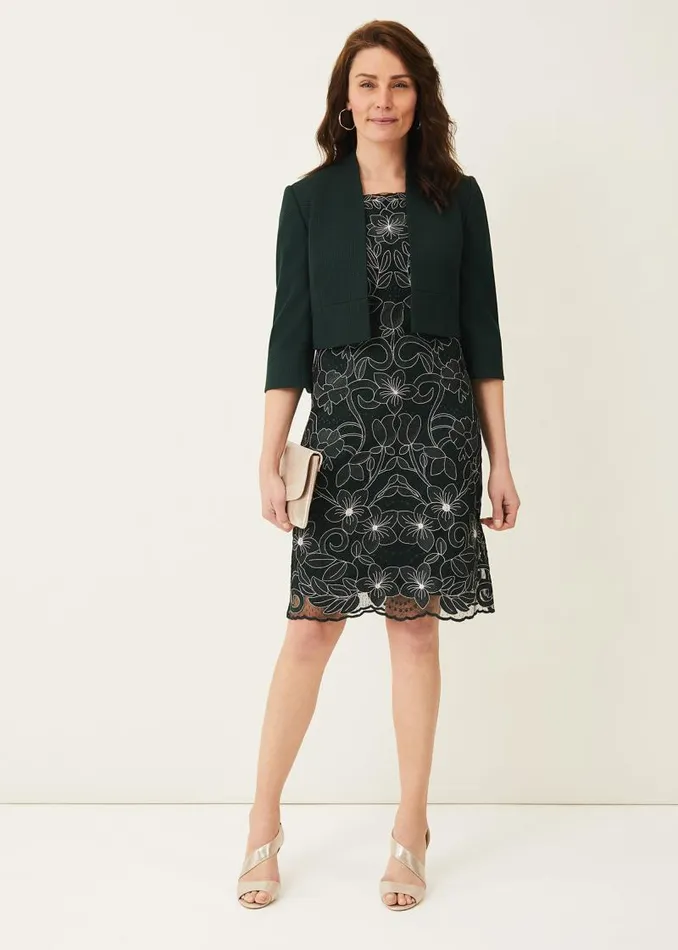 Nessa Embroidered Dress Pinepearl Women Phase Eight Dresses