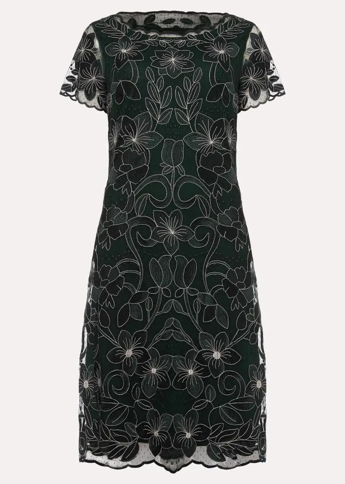 Nessa Embroidered Dress Pinepearl Women Phase Eight Dresses