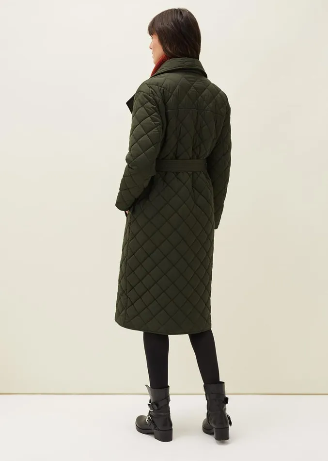 Nila Quilted Puffer Coat Dark Olive Women Phase Eight Coats
