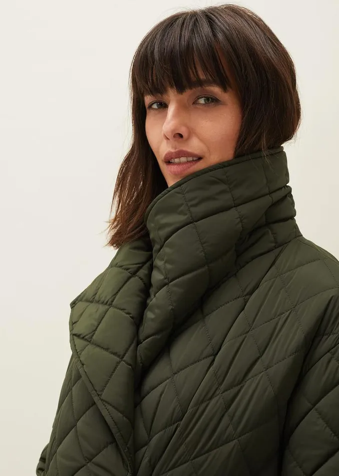 Nila Quilted Puffer Coat Dark Olive Women Phase Eight Coats
