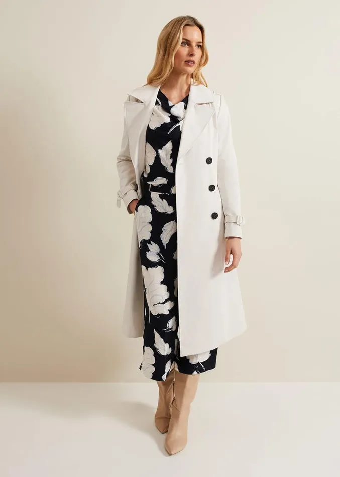 Noelle Leaf Print Cowl Neck Top Navy Women Phase Eight Shirts and Blouses