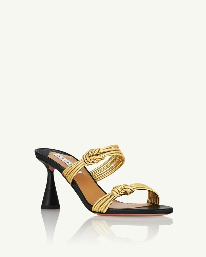 Noodle Mule 75 Black Women Aquazzura Slides and Mules
